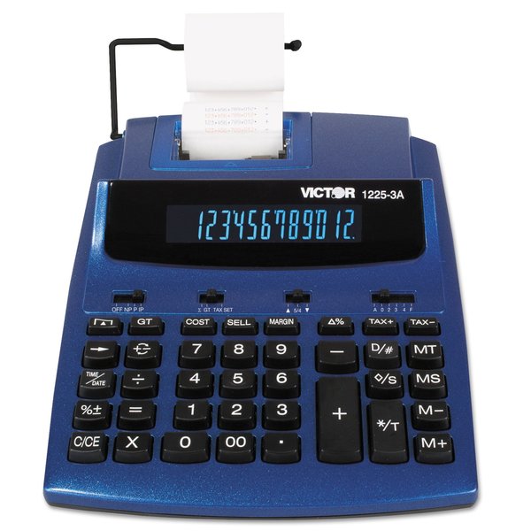 Victor Antimicrobial Two-Color Printing Calculator, Blue/Red Print, 3 Lines/Sec 1225-3A